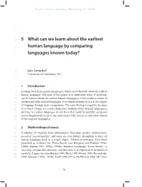 5 What Can We Learn About the Earliest Human Language by Comparing