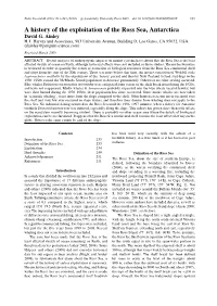 A History of the Exploitation of the Ross Sea, Antarctica David G
