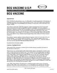 BCG Vaccine Package Insert