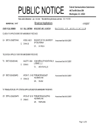 Broadcast Applications 4/18/2007