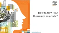 How to Turn Phd Thesis Into an Article?