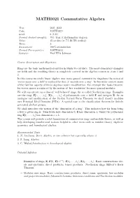 MATH0021 Commutative Algebra