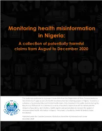 Monitoring Health Misinformation in Nigeria: a Collection of Potentially Harmful