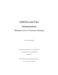 Pardes and Film Interpretation Multiple Levels of Cinematic Meaning