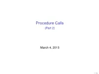 Procedure Calls (Part 2)