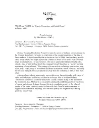 PROGRAM NOTES for “French Connection with Isabell Lippi” by Daniel Maki