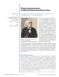 Psychoacoustics: a Brief Historical Overview