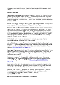 (Updated April 2020) Reptiles and Frogs Tympanocryptis Taxonomic