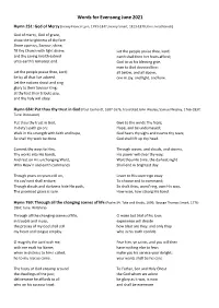 Words for Evensong June 2021