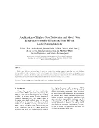 Application of High-Κ Gate Dielectrics and Metal Gate Electrodes To