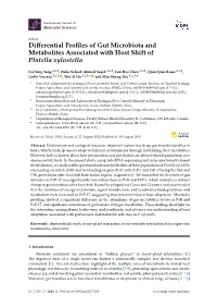 Differential Profiles of Gut Microbiota and Metabolites Associated with Host Shift of Plutella Xylostella