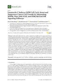 Lanatoside C Induces G2/M Cell Cycle Arrest and Suppresses Cancer Cell Growth by Attenuating MAPK, Wnt, JAK-STAT, and PI3K/AKT/Mtor Signaling Pathways