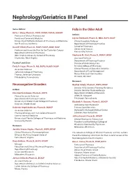 Nephrology/Geriatrics III Panel