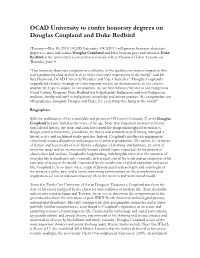 OCAD University to Confer Honorary Degrees on Douglas Coupland and Duke Redbird