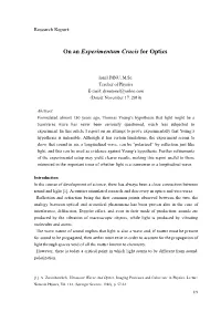 On an Experimentum Crucis for Optics