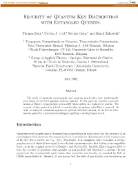 Security of Quantum Key Distribution with Entangled Qutrits