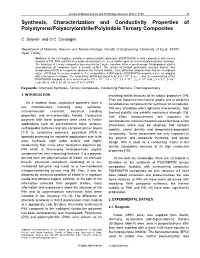 Synthesis, Characterization and Conductivity Properties of Polystyrene/Polyacrylonitrile/Polyindole Ternary Composites