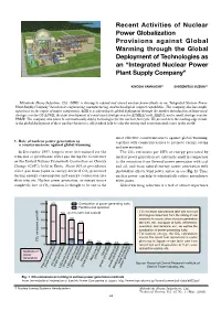 The Recent Activities of Nuclear Power Globalizationour Provision
