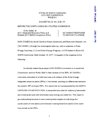 1 State of North Carolina Utilities Commission