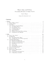 Emacs, Lisp, and Python Programming Information for Umaine COS 470