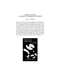 Entropy and Art: Essay on Disorder and Order