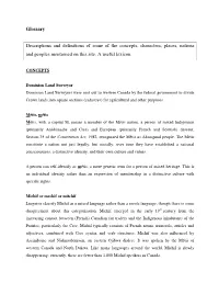 Glossary Descriptions and Definitions of Some of the Concepts, Characters