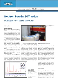 Neutron Powder Diffraction Investigation of Crystal Structures