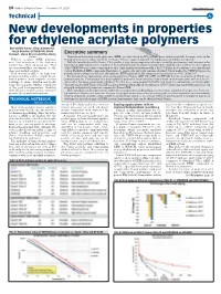 New Developments in Properties for Ethylene Acrylate Polymers