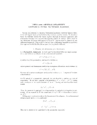Phys 4390: General Relativity Lecture 5: Intro. to Tensor Algebra