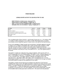 Press Release Consolidated Activity in 2004 Relative To