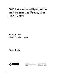 2019 International Symposium on Antennas and Propagation