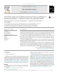 Atmospheric Dispersion Modelling of Bioaerosols That Are Pathogenic to Humans and Livestock – a Review to Inform Risk Assessment Studies