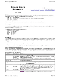 Emacs Quick Reference