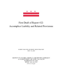 First Draft of Report #22: Accomplice Liability and Related Provisions