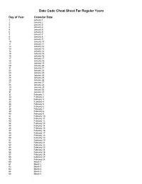 Julian Date Cheat Sheet for Regular Years