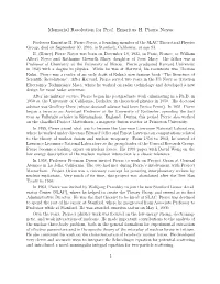 Memorial Resolution for Prof