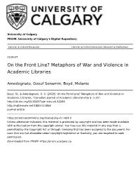 On the Front Line? Metaphors of War and Violence in Academic Libraries