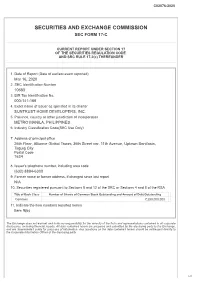 Securities and Exchange Commission Sec Form 17-C