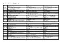 Developer Conference 2012 Schedule