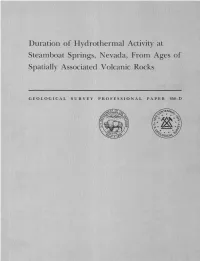 Duration of Hydrothermal Activity at Steamboat Springs, Nevada, from Ages of Spatially Associated Volcanic Rocks