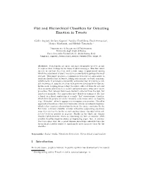 Flat and Hierarchical Classifiers for Detecting Emotion in Tweets