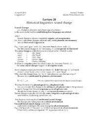 Lecture 20 Historical Linguistics: Sound Change