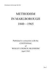 Methodism in Marlborough 1840—1965