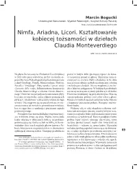 Nimfa, Ariadna, Licori. Kształtowanie Kobiecej Tożsamości W Dziełach Claudia Monteverdiego