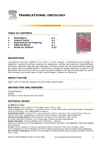 Translational Oncology