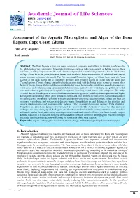 Assessment of the Aquatic Macrophytes and Algae of the Fosu Lagoon, Cape Coast