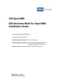 Decwindows Motif for Openvms Installation Guide