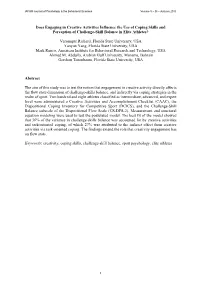 Does Engaging in Creative Activities Influence the Use of Coping Skills and Perception of Challenge-Skill Balance in Elite Athletes?