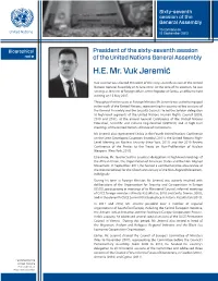H.E. Mr. Vuk Jeremić