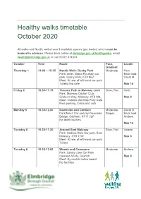 Healthy Walks Timetable October 2020